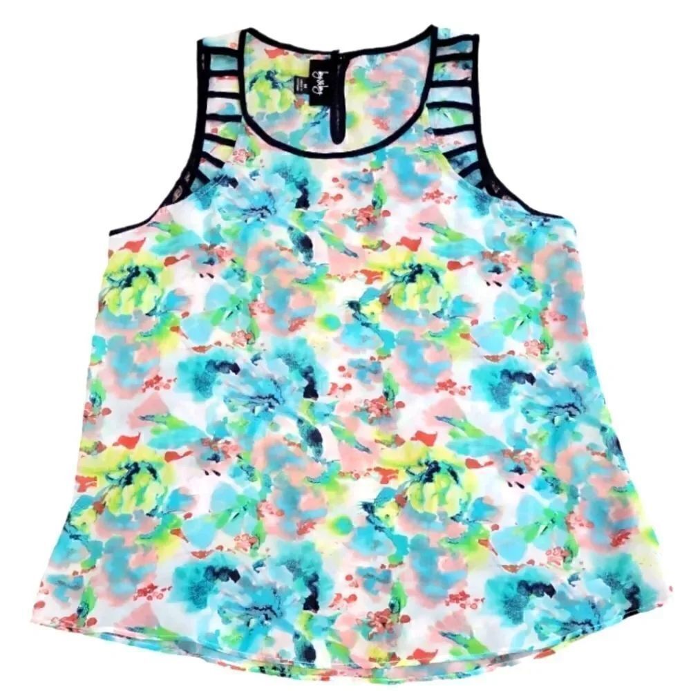 EC BY & BY SHEER FLORAL TANK SZ.M